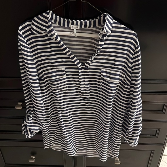 Splendid Blue and White Striped Shirt - Picture 1 of 2